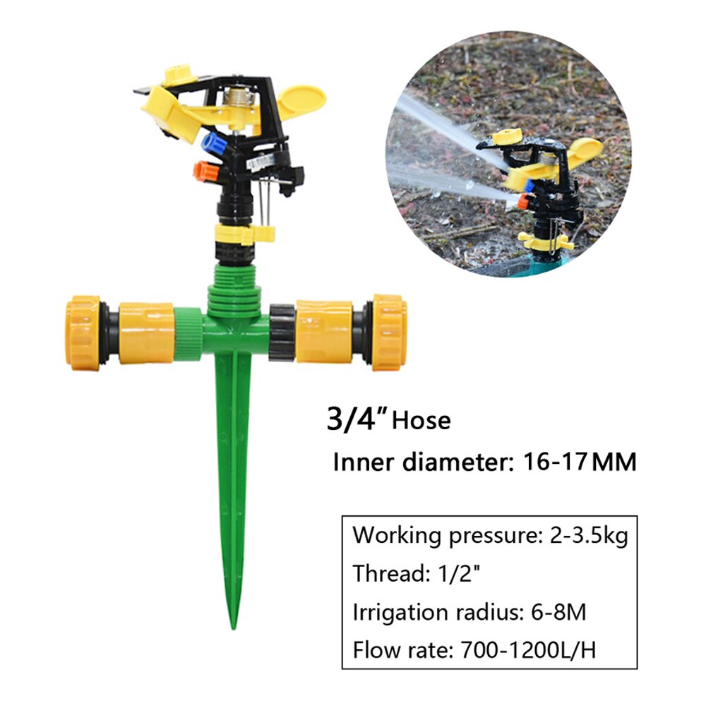 1/2" 3/4" Thread Garden Lawn Rotary Watering Sprinklers Automatic 360 Degrees Farm Rocker Sprinkler Irrigation Water Nozzle: Light Grey