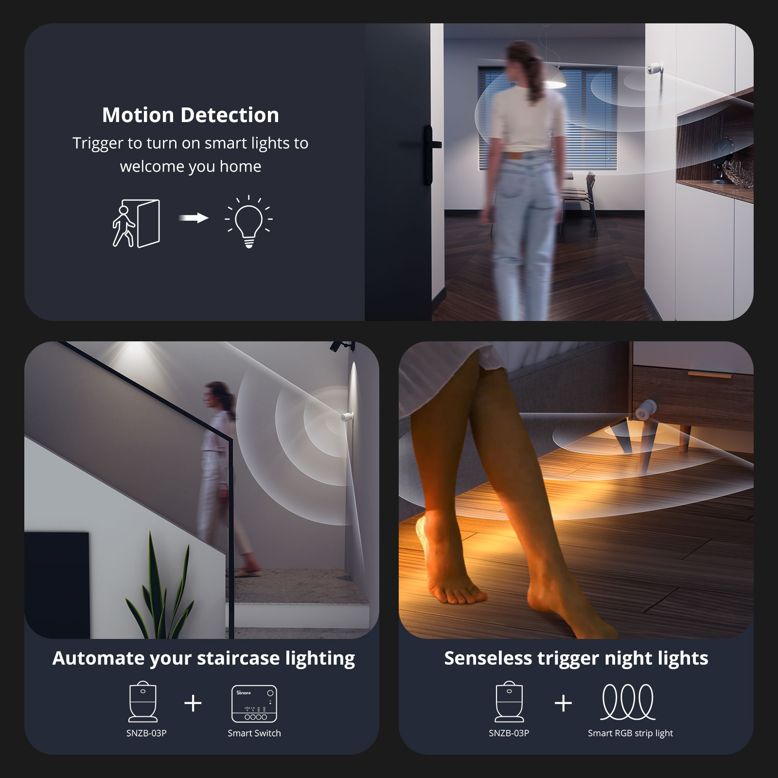SONOFF SNZB-03P Zigbee-Bewegungssensor, intelligenter Bewegungsmelder, 5 Sekunden schnellere Erkennung, Umgebungslichterkennung, intelligente Szene