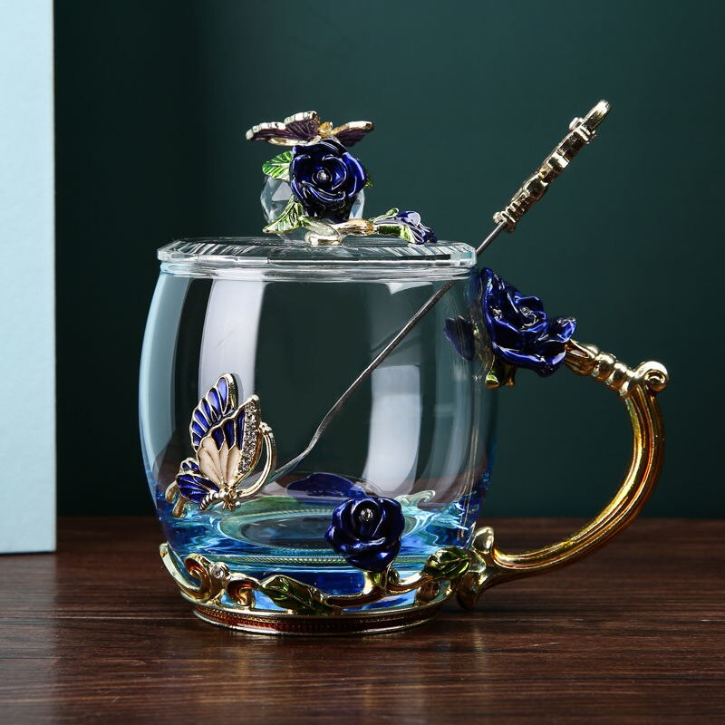 Home water cup heat-resistant glass tea cup coffee cup flower tea cup wine glasses whiskey glass water bottle