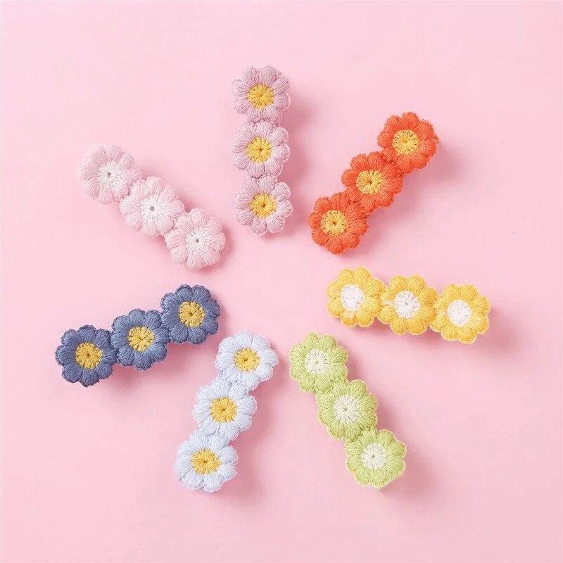 Knit Bloemen Baby Meisje Haar Clip Mini-Bloem Haarspelden Voor Chirdren Baby Haar Accessoires Leuke Haarspeldjes Haarband Kind