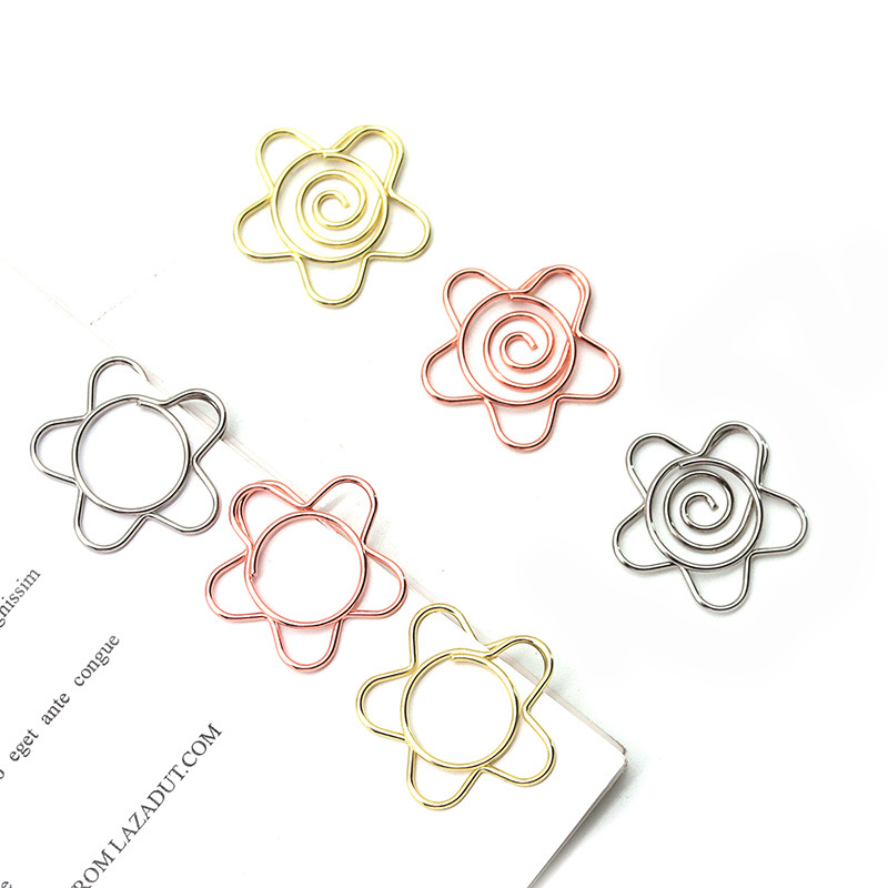 Plum Blossom Shaped Paper Clip Metal Special Paper Clips Office Paper Pins Stationery For School Supplies Office Accessories
