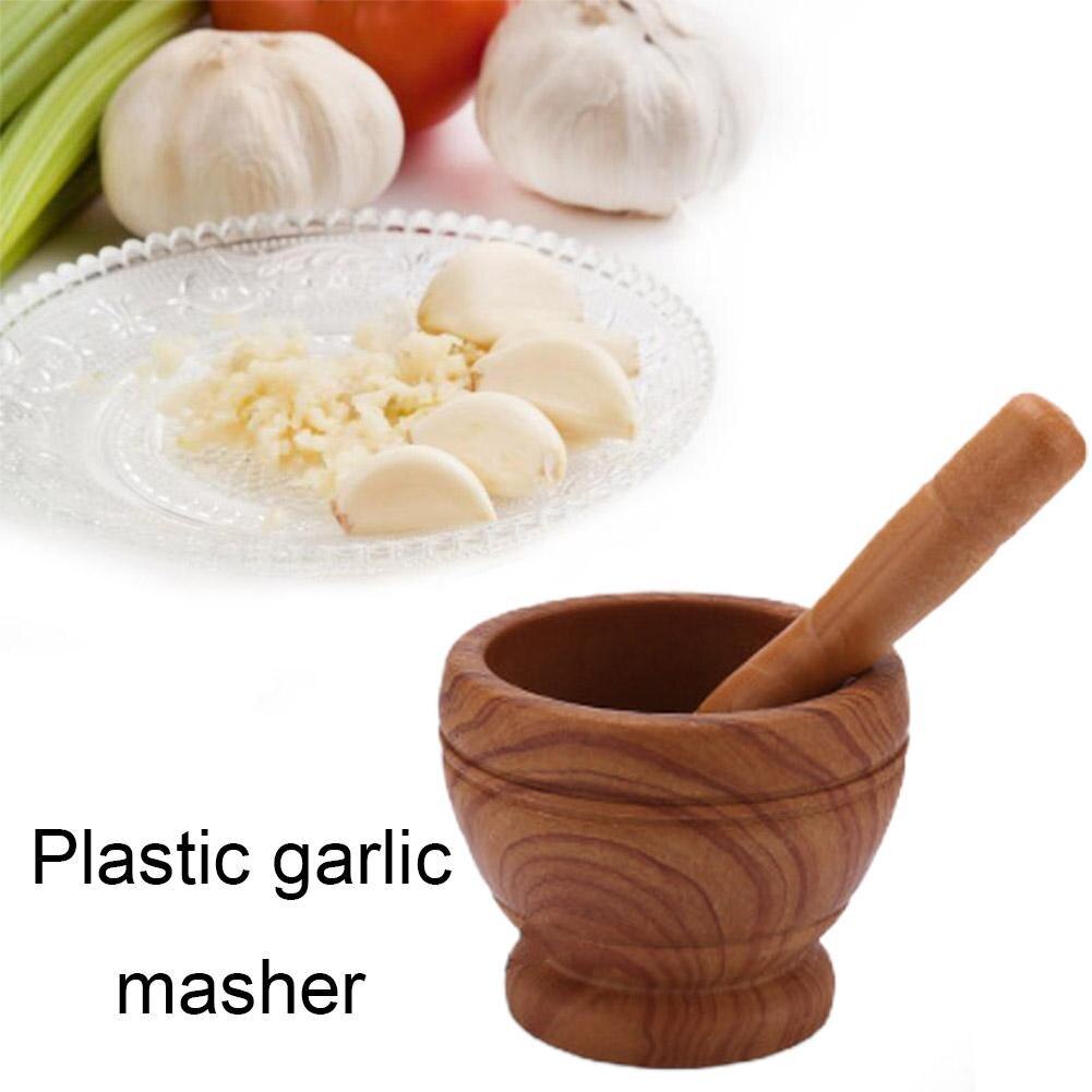 Hars Knoflook Stamper Stamper Grinder Houten Wit Grinder Mortel Slijpen Kom Knoflookpers Herb Peper Mengen Pot Keuken Tool