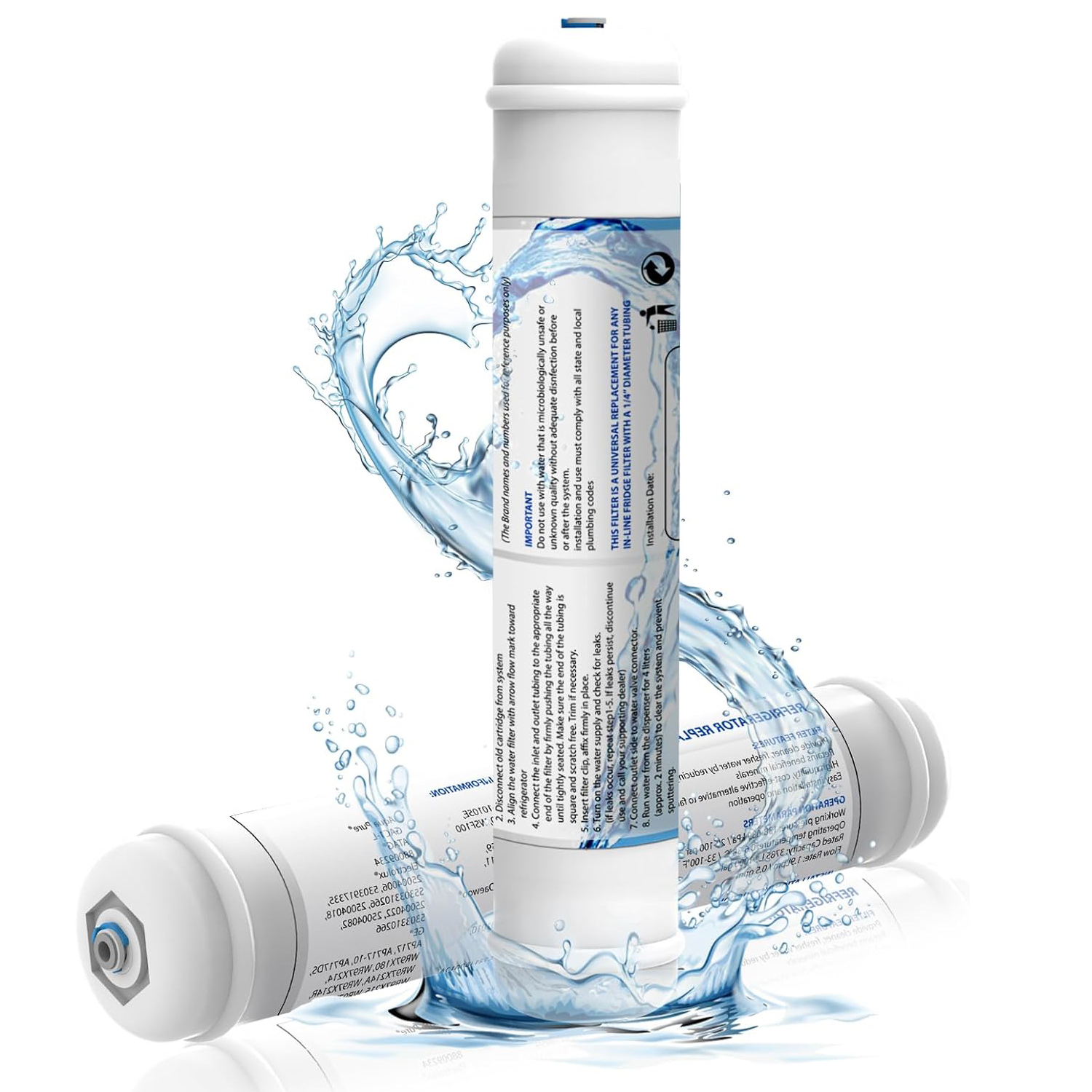 T33 inline waterfilter, 1/4" Quick-Connect filtervervangingscartridge in-line filter voor koelkast en ijsmaker ijsmaker