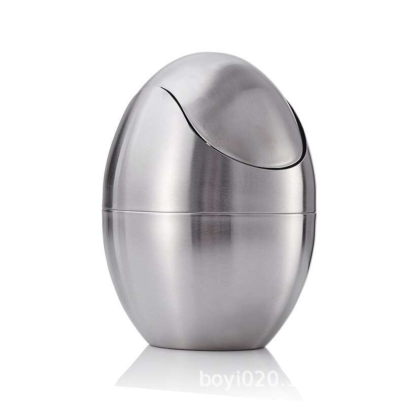 Stainless Steel Small Trash Bin Recycling Cover Table Nordic Bedroom Garbage Bin Kitchen Metal Desk Poubelle Home Garden
