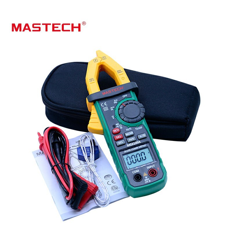 Digital Clamp Meter Mastech MS2109A Auto Range AC DC 600A Multimeter Volt Amp Ohm HZ Temp Capacitance Tester NCV Test