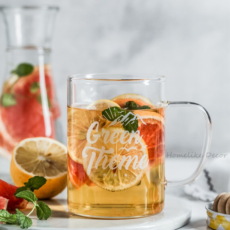 480ml Glazen Bier Mok - Transparant met Engelse Opdruk - Hittebestendig Drinkgerei