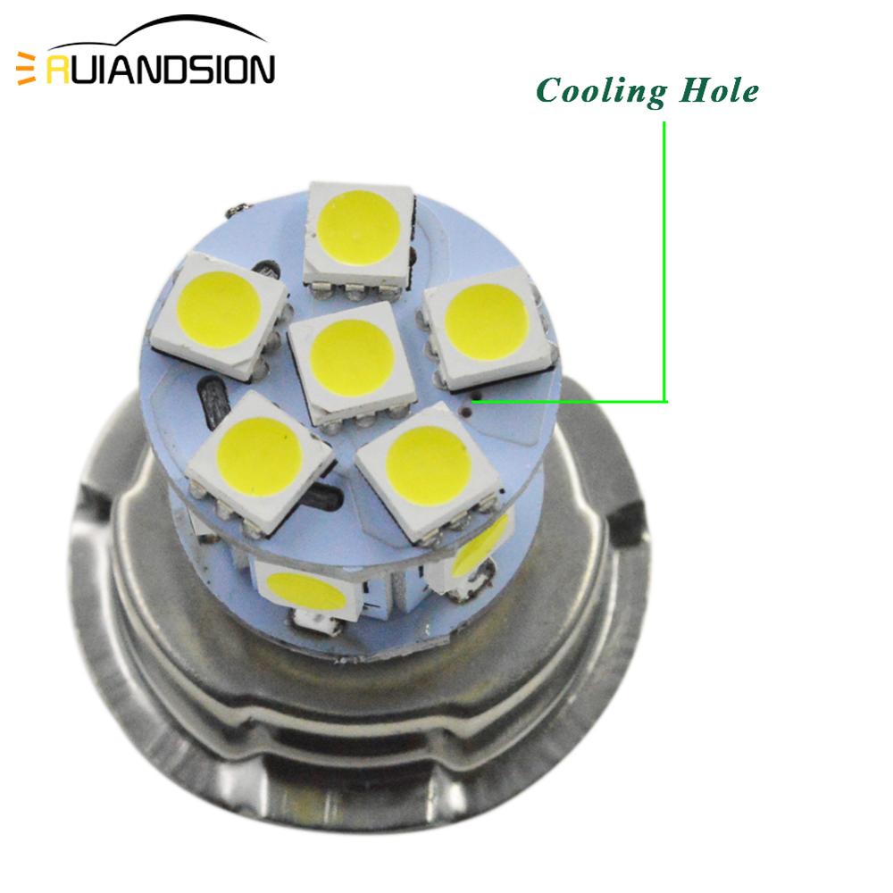 2x2W 6V 12V 360LM P26S LED 12 smd Led bombillas de faro de motocicleta 5050 Moto Luz de larga distancia Moto faro bicicleta scooter ATV Luz