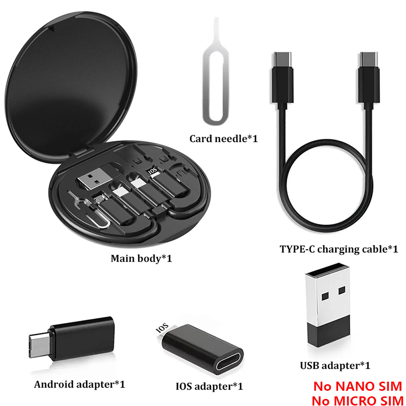 Multi USB Type C to C 60W Charging Adapter Cable Kit USB C to Lighting Conversion Set USB A & Type C to Micro/Type C/Lighting: black