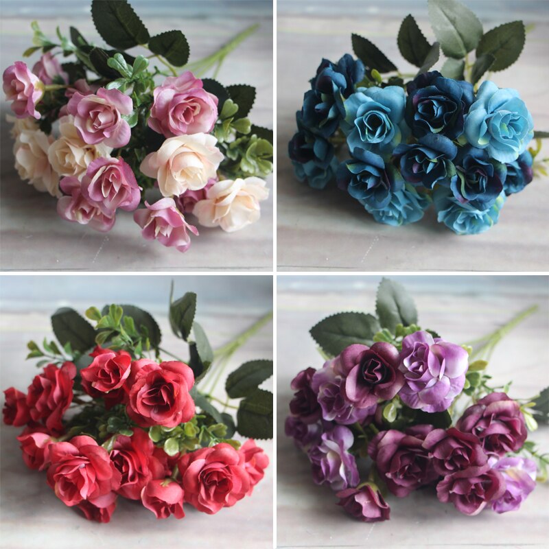 Austin 15 heads Autumn Silk Flowers Artificial Rose Wedding Party Home Floral Flower Arrangement Peony