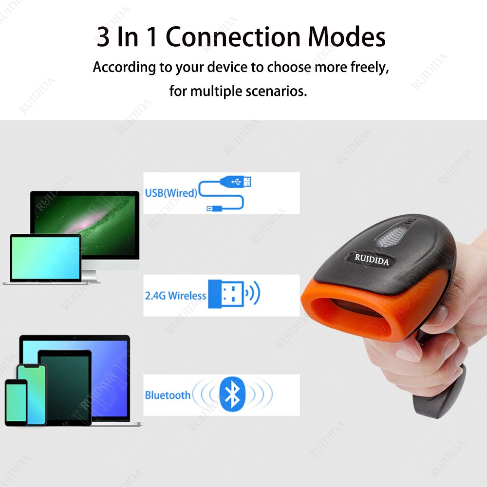 Handheld kabellos Scanner 2d QR Barcode Scanner verdrahtet 1D/2D QR Code Leser Bluetooth Bar Code Scanner USB PDF417 barras