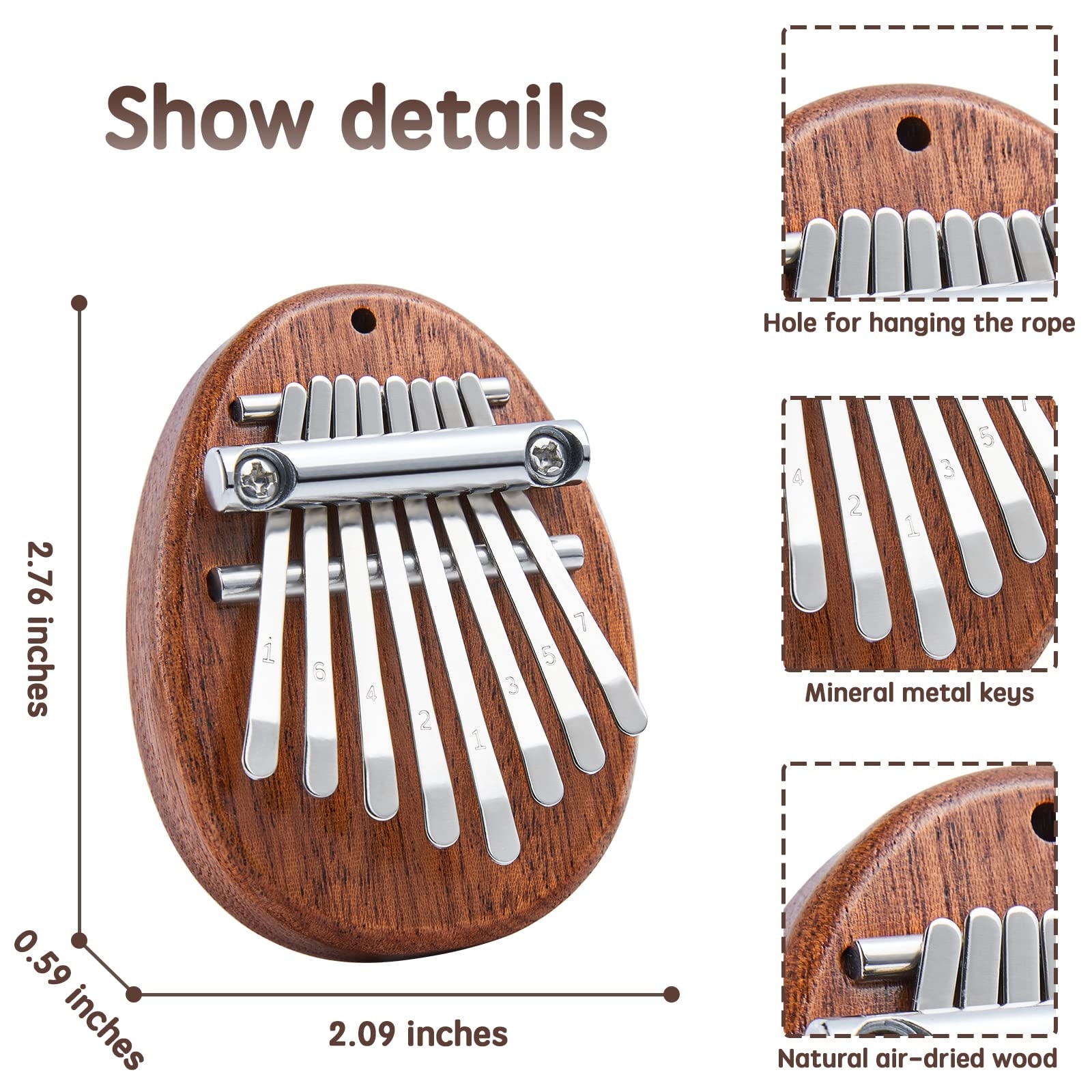 Mini Kalimba, 8 teclas, Piano, 1 paquete de estilo de gota de agua, bonito instrumento portátil, exquisito, juego de para niños