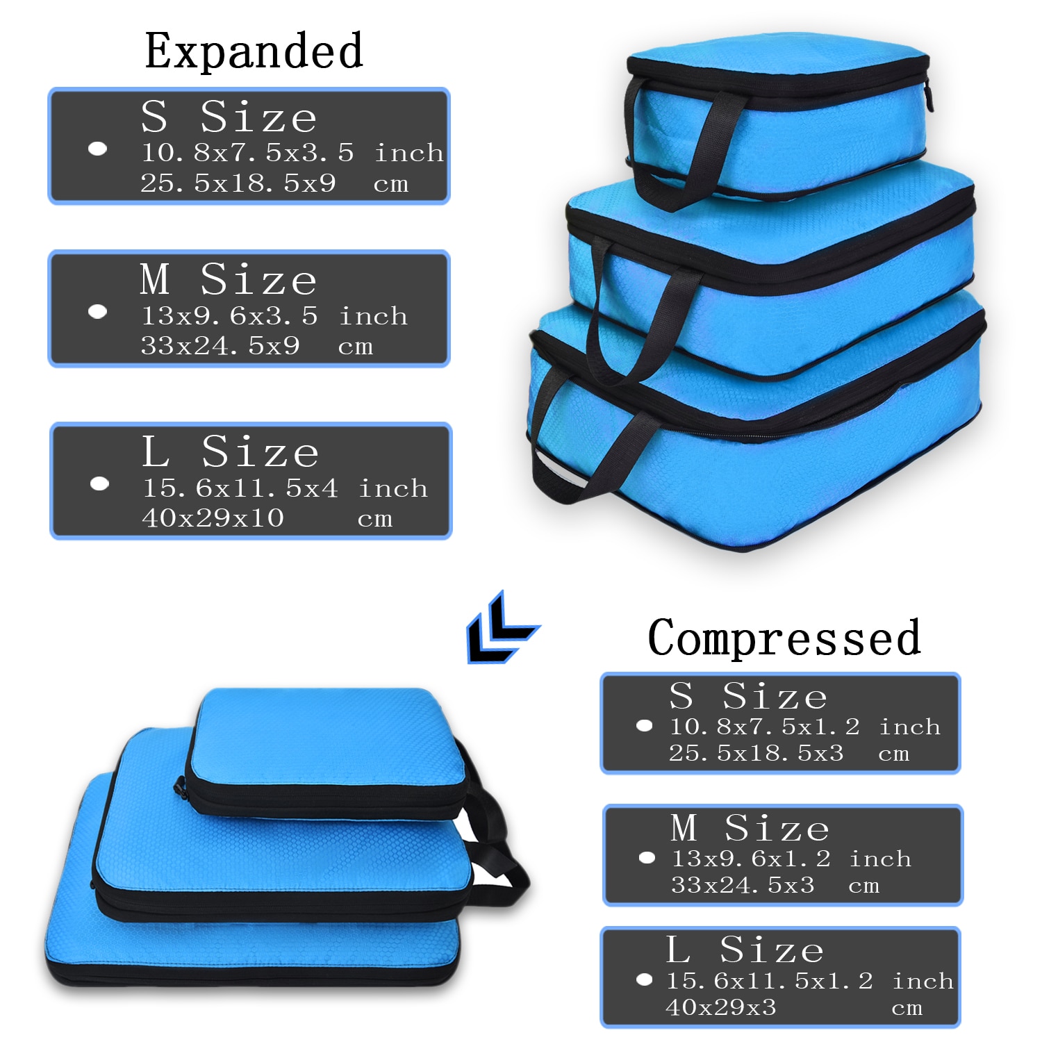 Soperwillton Compression Packing Cubes Set For Travel 3 Sizes 3 6 Pieces Travel Luggage Packing Organizers Accessories #9004