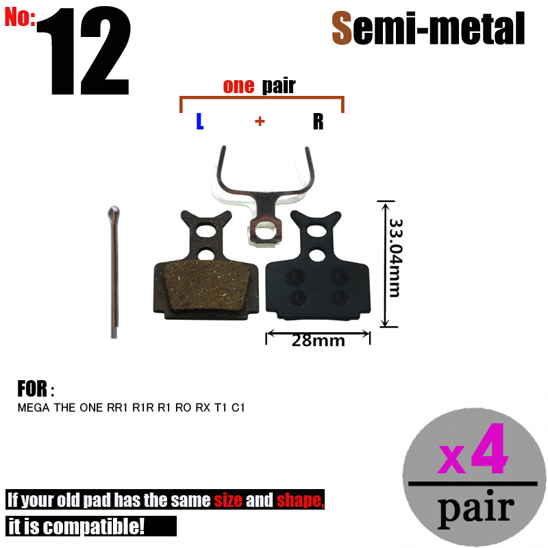 4 Paar Fiets Schijfremblokken Fiets Voor Shimano Xt/R Zoom 975 985 Zee MT5 315 Magura MT8 sram Avid BB5 Elixir DB1S Semi-Metallic