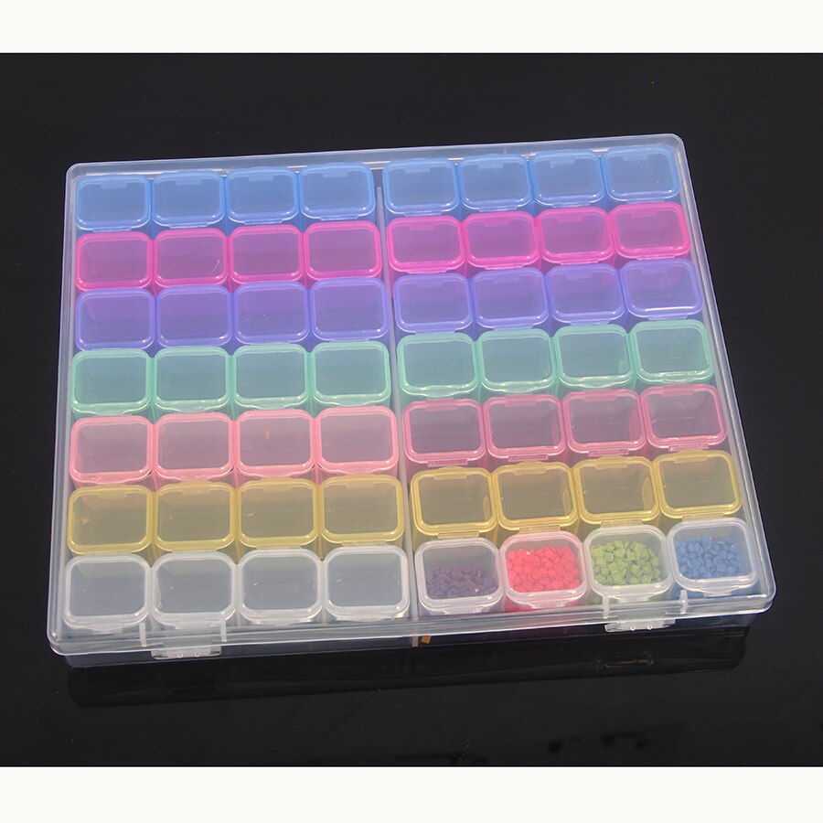 Caja de almacenamiento de perlas de plástico, organizador de cuentas, accesorios de pintura, bordado de diamantes, 28/56 ranuras