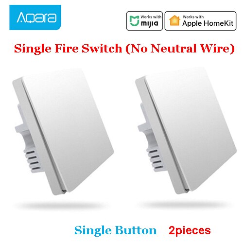 Originale Xiaomi Norma Mijia casa Intelligente di Controllo Della Luce Singolo filo di Fuoco ZigBee Chiave Senza Fili Interruttore A Parete Via Norma Mijia Apple Homeki APP: 2pcs No Neutral 1Key