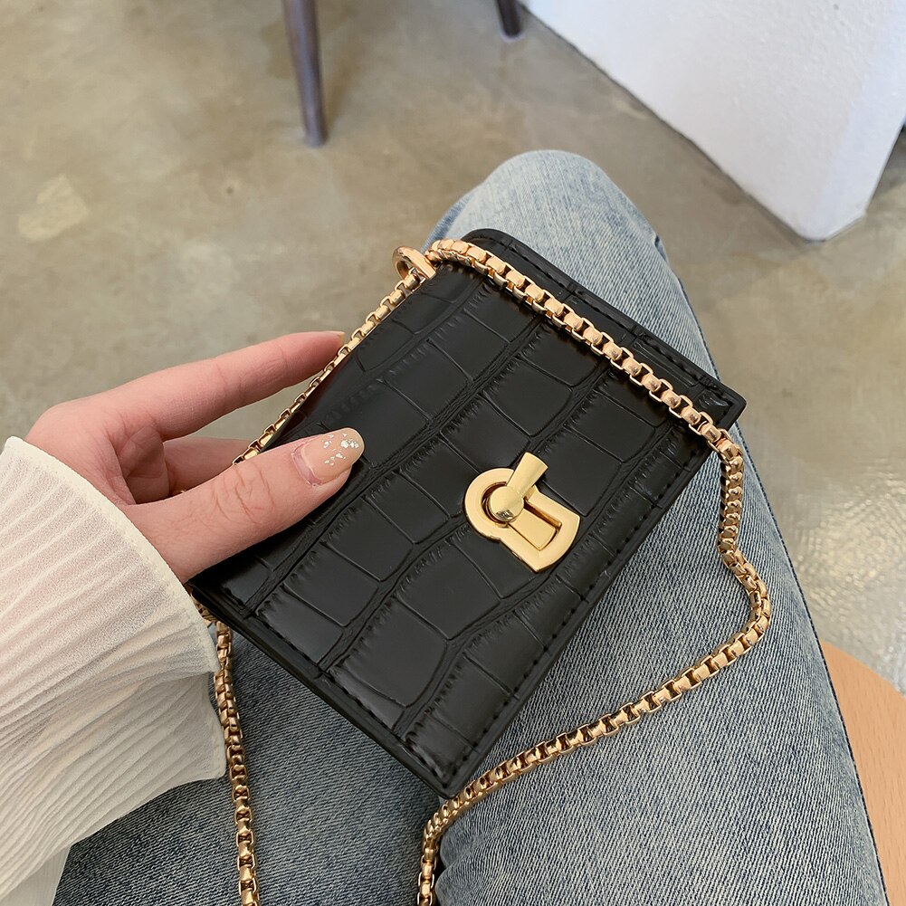 Women Mini Shoulder Bags Wild Simple Female Daily Messenger Bag Lady PU Leather Chain Crossbody Handbag