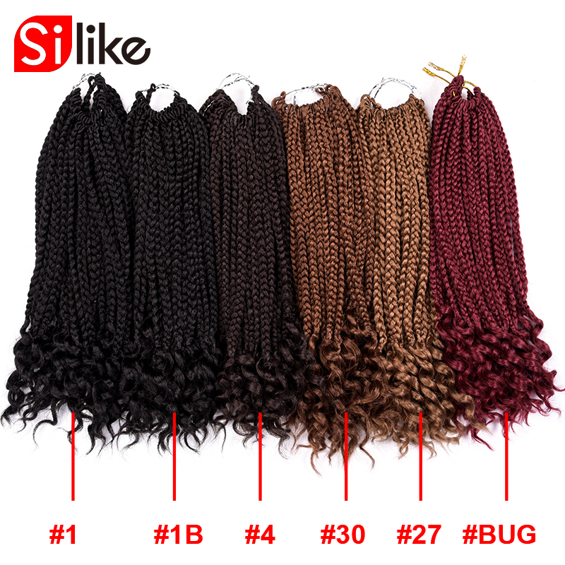 Silike 12&quot; 24 strands Loose End Box Braids High Temperature Fiber Synthetic Crotchet Braid Hair Extensions For Black Women