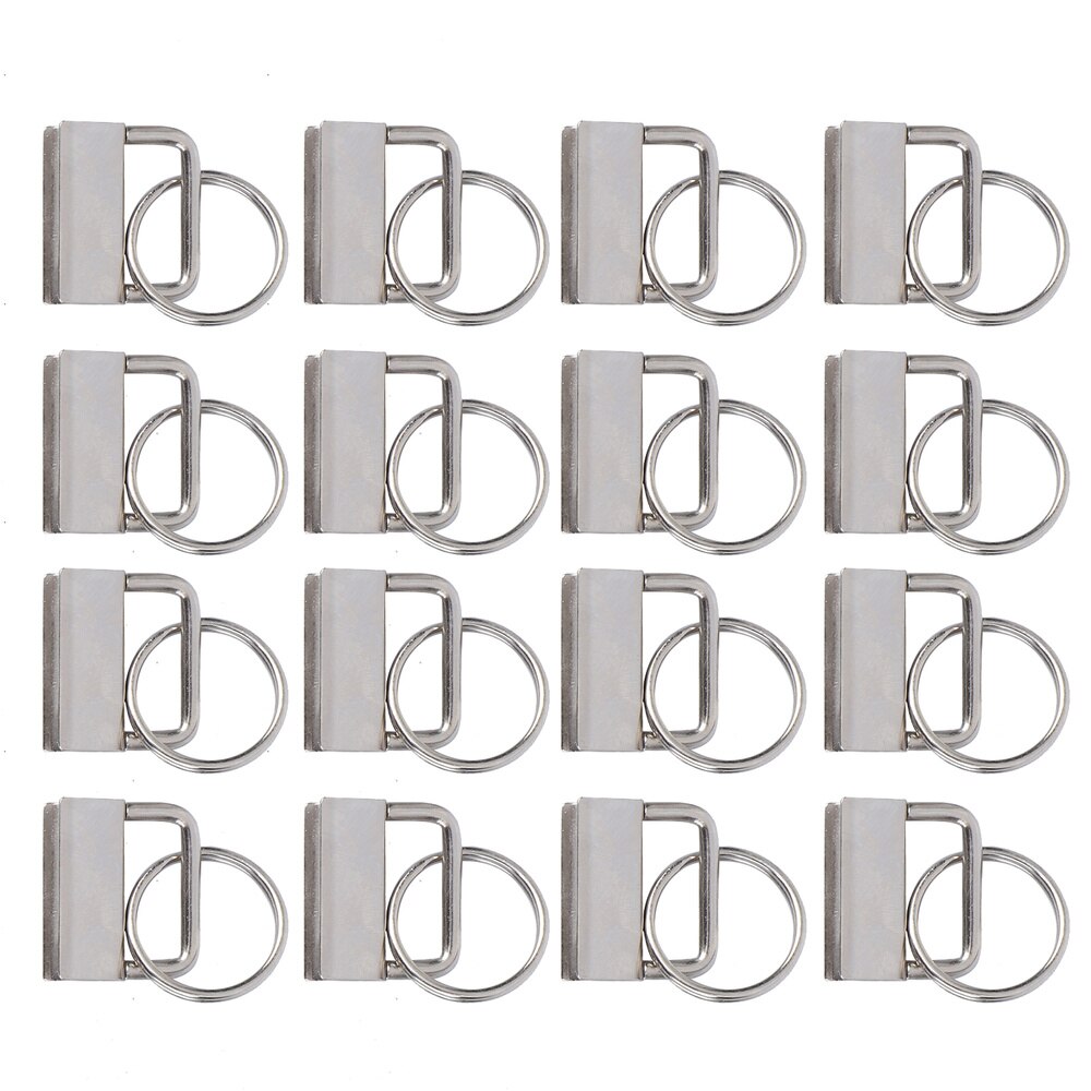 50Pcs Diy Stof Sleutelhanger Fob Polsbandje Met Key Ring Voor Lanyard Bagage Riem Accessoires (25Mm, zilver)