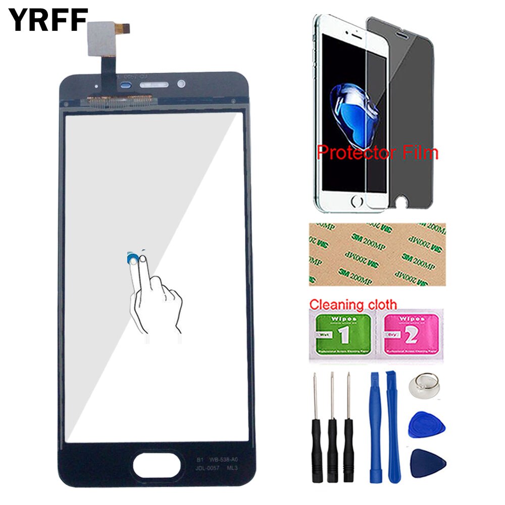 Teléfono DE PANTALLA TÁCTIL PARA EL Meizu M3S / Meilan 3S Touch Panel de cristal para pantalla M3s Sensor repuestos Digitizer herramientas Protector de película: Black With Tools