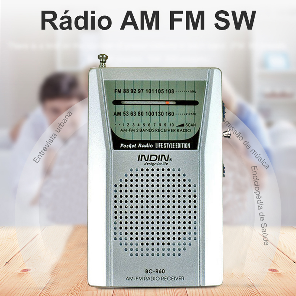 Mini Radio portátil, receptor mundial, altavoz incorporado, auriculares, Radio portátil BC-R60 2AA, funciona con pilas, AM FM de bolsillo