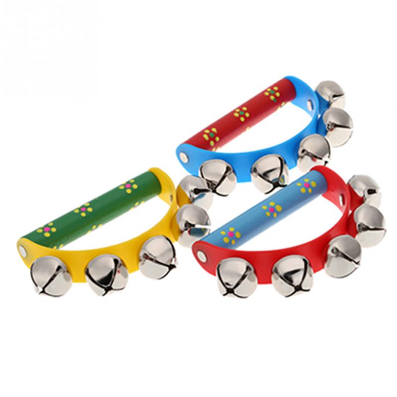 1Pcs Little Hand Held Tambourine Bell Metal Jingles Ball Percussion Musical Tambourine for Baby Children