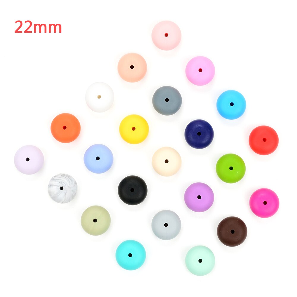 Cuentas de dentición de silicona redondas sueltas de 22MM, 50 unidades/lote para collar de dentición de silicona, cuentas de silicona, mordedor de bebé libre de BPA