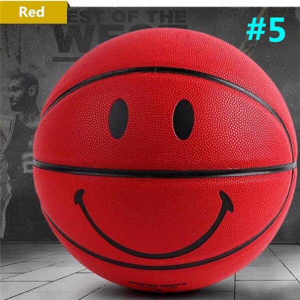 Men Youth 5#/7# Sports Basketball Smile Patterns Indoor Outdoor Training/Competition Basketballs Birthday: Size 5 Red