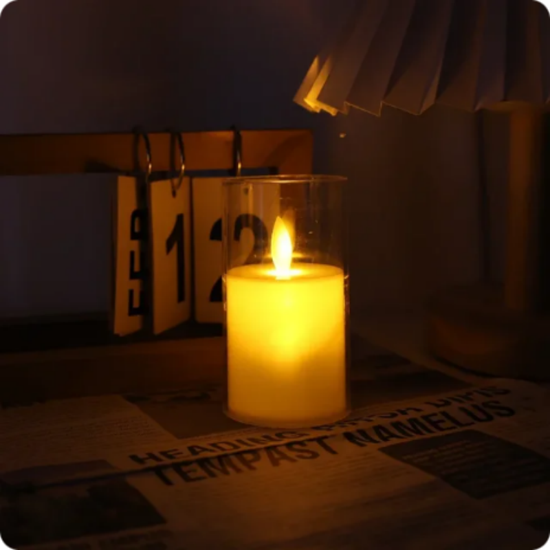 Led Candle Light Rose Pattern Projection Simulation Flameless Candle Lamp For Home Birthday Wedding Party Decoration Christmas: Red