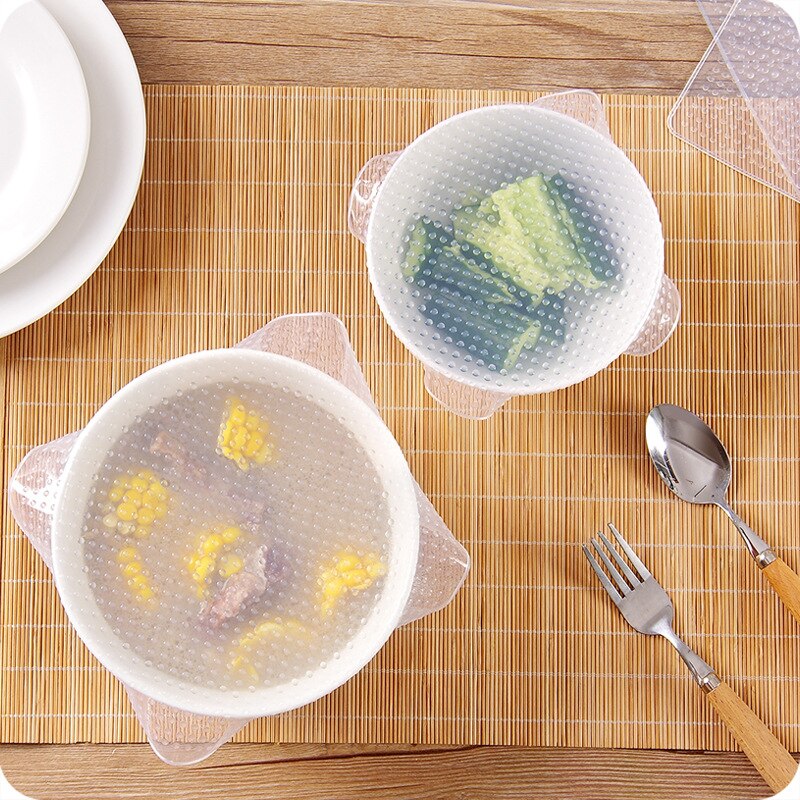 Envoltura de silicona multifuncional para alimentos, envolturas transparentes de silicona reutilizables, cubierta de sellado, estiramiento, mantenimiento fresco, herramientas de cocina, 1 ud.