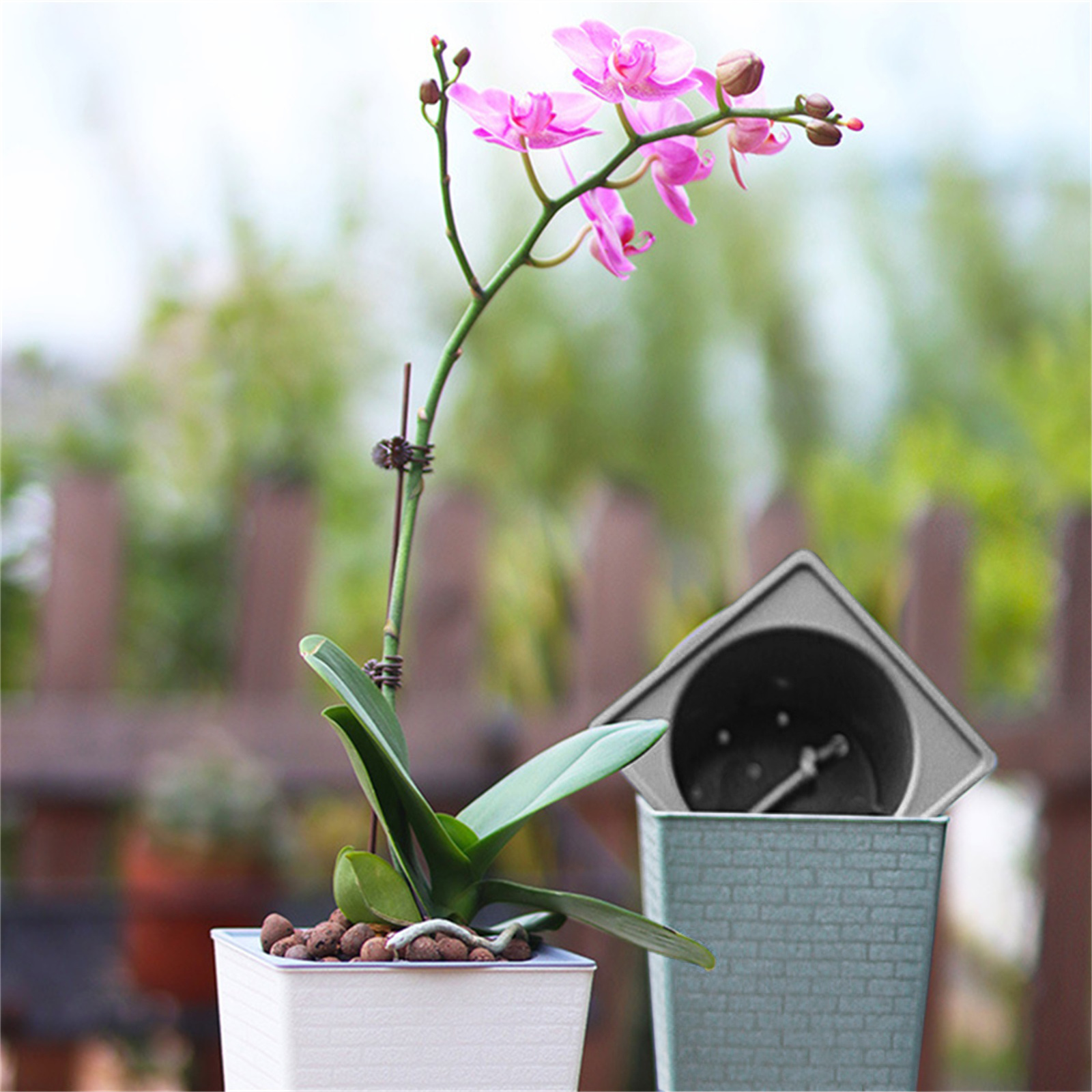 Plastic Brick Pattern Flowerpot Shape Garden Flower Pot for Garden Courtyard Indoor Large Flower Pot Garden Supplies