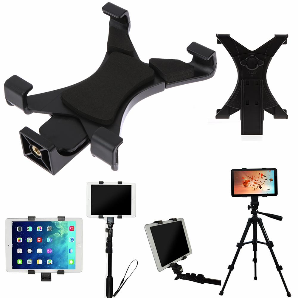 Universal Tablet Tripod Mount Clamp With 1/4"Thread Adapter For iPad 2/3/4/Air/Air2 /mini For Galaxy Tablet Phone Holder