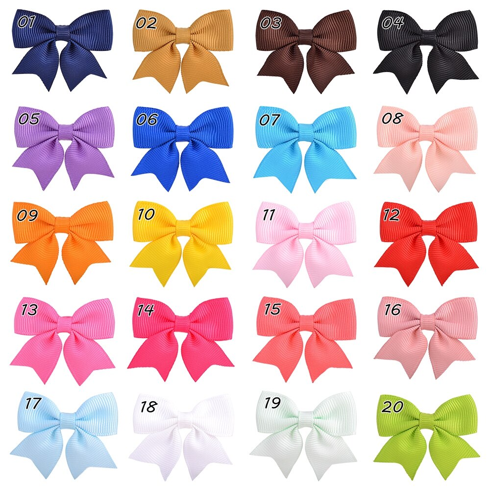 1 Piece Solid Grosgrain Ribbon Bows Hairpin Girl's Hair Bows Boutique Hair Clip Handmade Bowknot Clip For Kids Hair Accessories