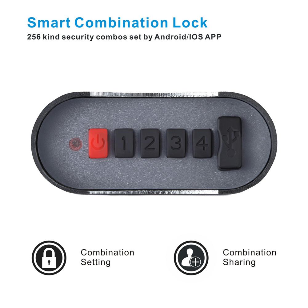 Bluetooth smart hængelås usb opladning kombination hængelås bt forbindelse app kontrol metal nøglefri bagage gym lås