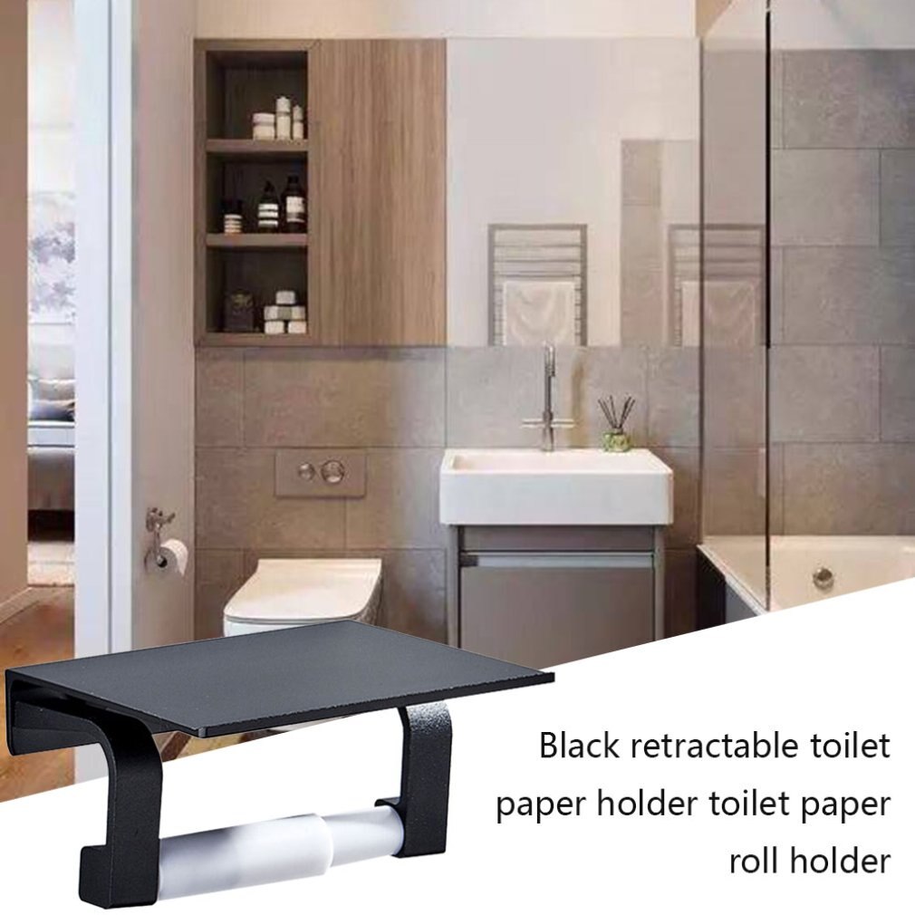 Uitschuifbare toiletrolhouder toiletstandaard aluminiumlegering familiekast handige papierhouder