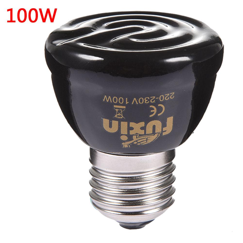 Mini Black Pet Heating Lamp Infrared Ceramic Emitter Heat Light Bulb Pet Brooder Chickens Reptile Lamps 25/50/75/100W Pets Bulbs: 100w