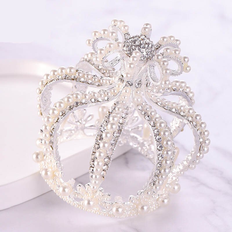 FORSEVEN, cristal brillante, Tiaras de perlas simuladas, diademas de coronas, diadema de princesa, novia, de boda, joyería decorativa