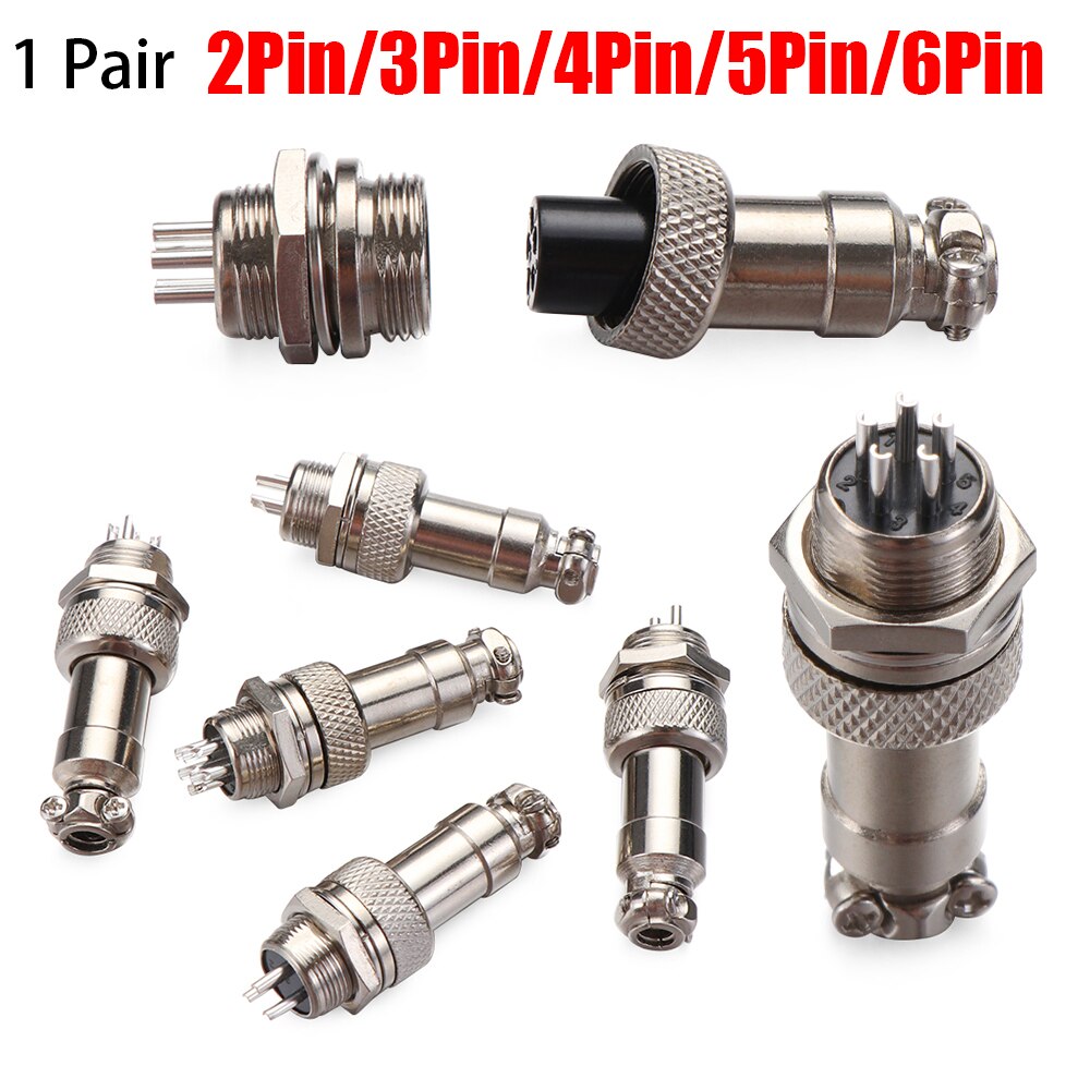 1 Pair Universal Metal GX12 2/3/4/5/6 Pin Male&Female 12mm Aviation Socket Plug Wire Panel Connector