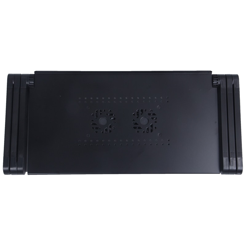 360 graders sammenleggbar justerbar bærbar datamaskin notebook blankt bordstativ seng lap sofa skrivebordsbrett og vifte (svart)