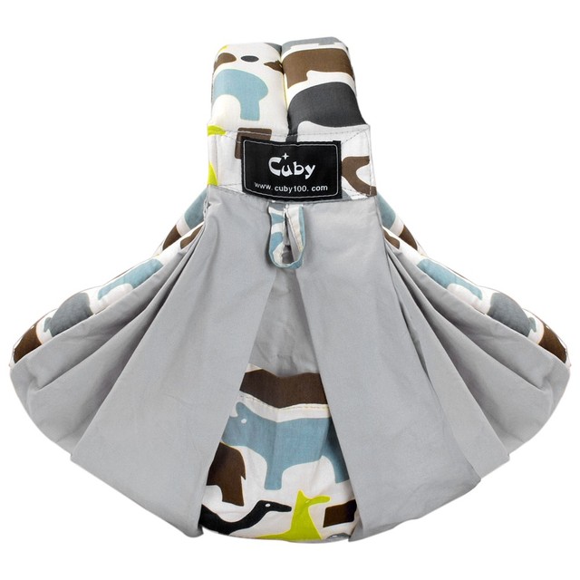front baby carrier CUBY Baby Sling Baby Wrap Cotton wrap baby Soft Breastfeeding Cartoon animal pattern Ergonomics: Grey zoo