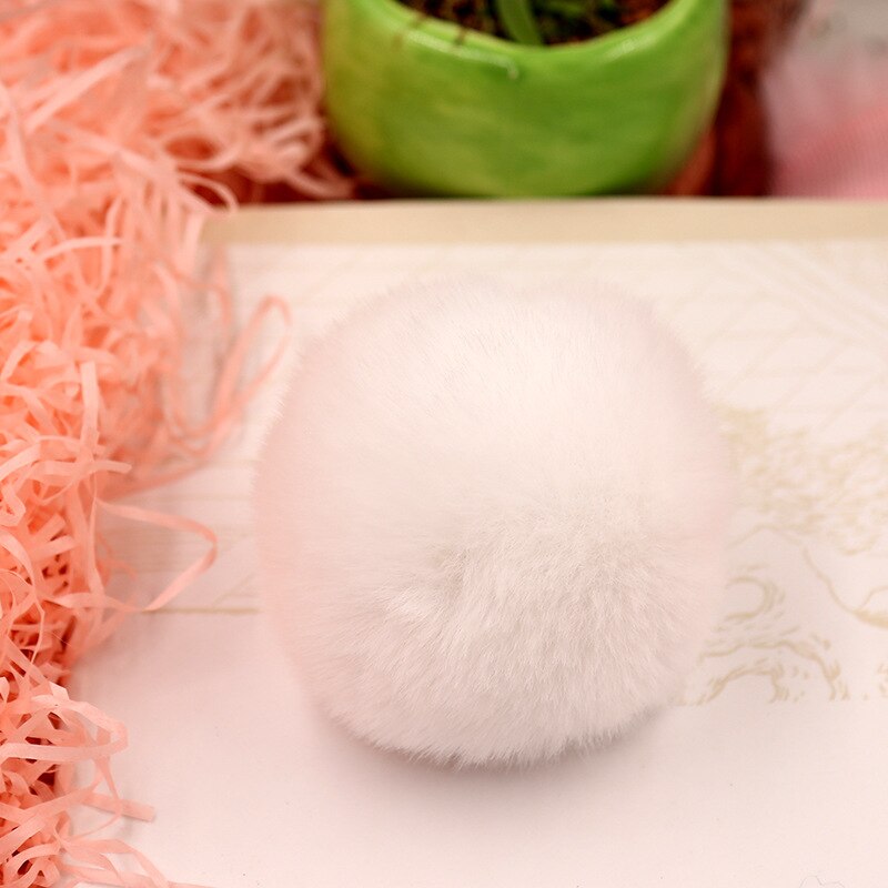 6cm Rex Rabbitt Haarbal Mooie Pluizige Stof Pompom Vrouwen Tas Sleutelhanger Hoofdband Speelgoed DIY Accessoire Sieraden Grote Zachte harige Pompons