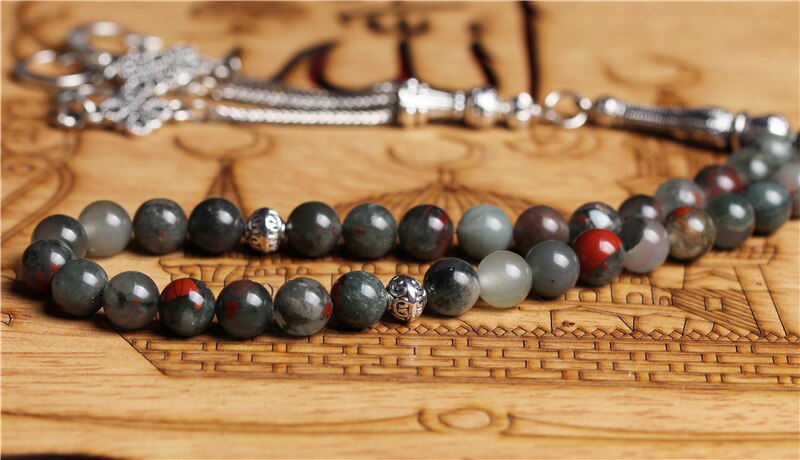 Venda quente africano bloodstone colar oração islâmica grânulos 33 tasbih