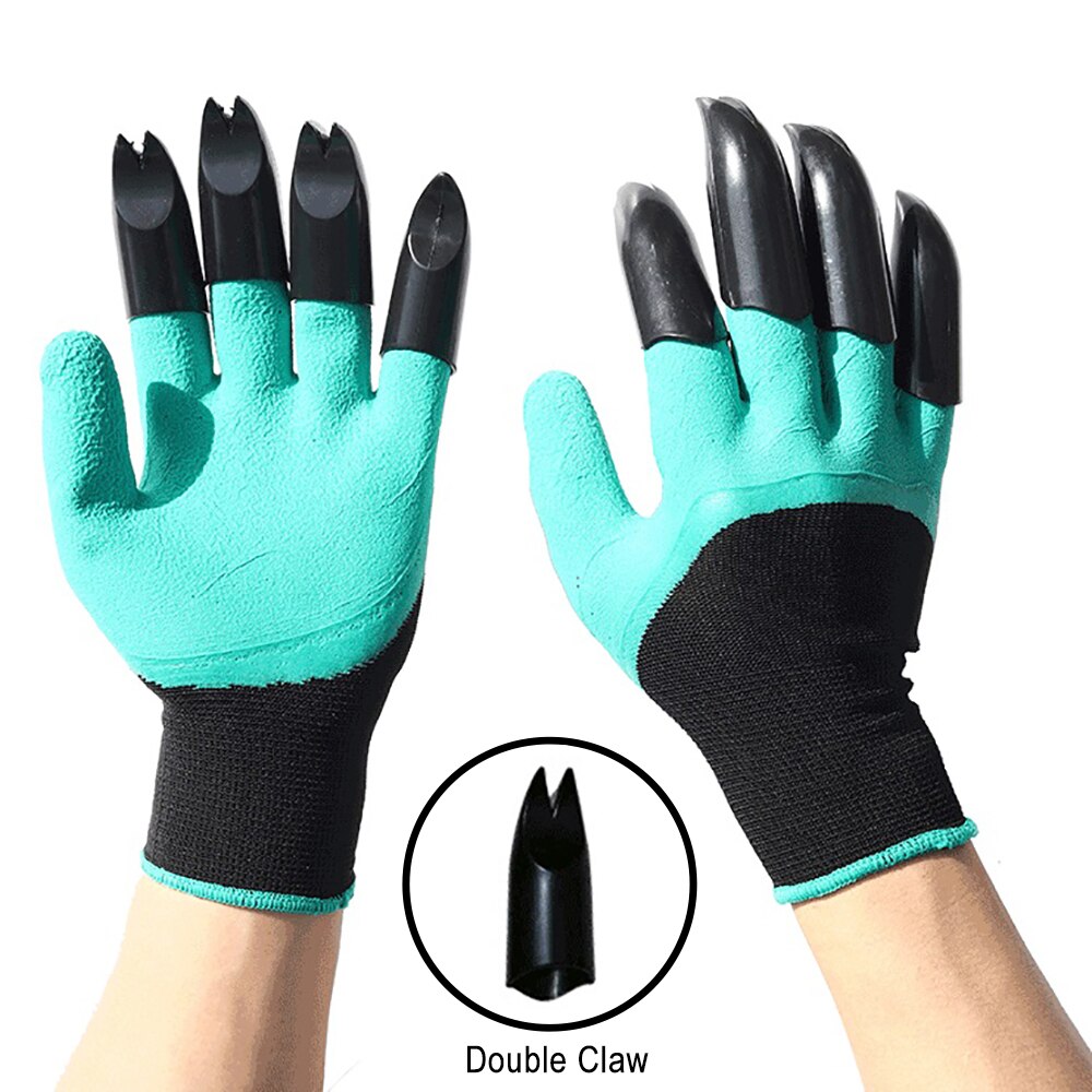 Guantes de jardín con garras de plástico ABS, manoplas de goma duraderas e impermeables para jardinería y jardín al aire libre: Green 8 Double Claw