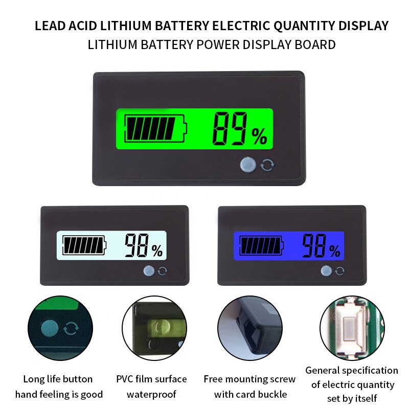 Nova bateria acidificada ao chumbo lcd monitorchumbo-indicador de capacidade acidificada voltímetro do monitor de tensão da capacidade da bateria