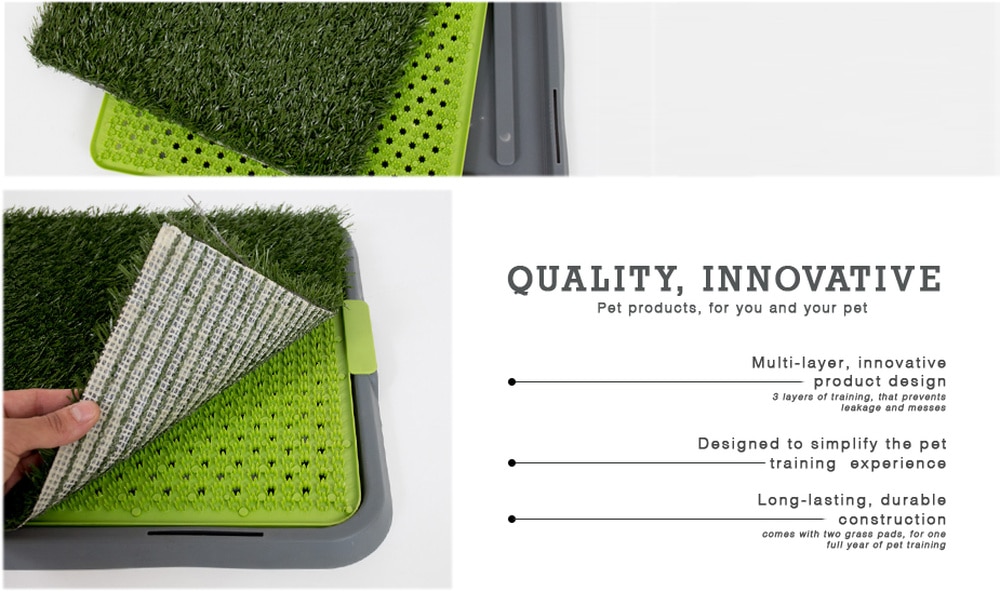 3-layer Outdoor Indoor Potty Training Tray Large Dog Grass Potty Artificial Turf Potty Tray Pee Padm for Small Dog