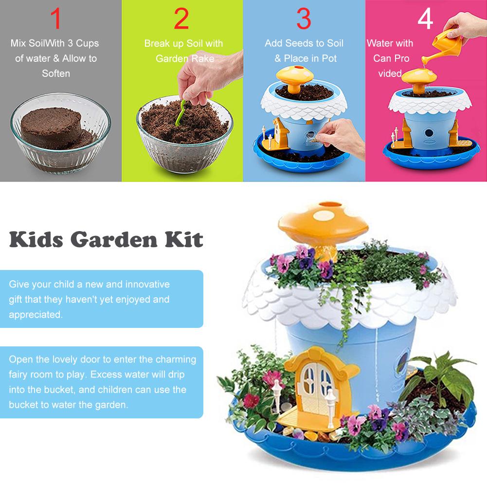 Kids Garden Toys Kit Durable Safe Pretend Planting Potted Plants Play Set Educational Toys For Girls Boys