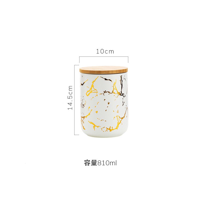 Nordic Black White Ceramic Jars Golden Stroke Matte Storage Suger Jar Coffee Cereal Dispenser Sealed Jar Kitchen Canister Sets: E-10x10x14.5cm