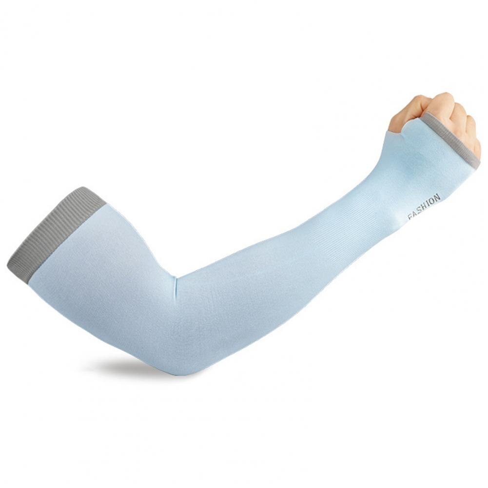 1 pair of super soft, fade-resistant spandex unisex arm sleeves, sunscreen, uv-resistant, cooling sleeves for camping: Sky blue