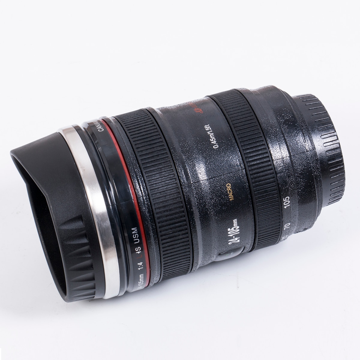 24-105mm lins termos kamera resa kaffe te kopp mugg lins kopp rostfritt stål borstat foder svart