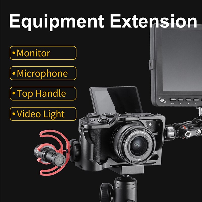 UURig C-M6 Metal Camera Cage for Canon M6 Mark II 1/4 Thread Hole to Top Handle Monitor microphone LED Light