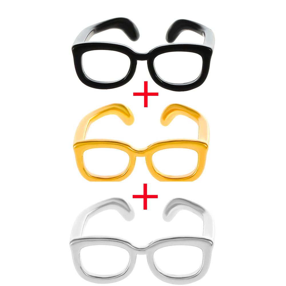 Mini anillo bonito para gafas para hombres y mujeres, anillo de dedo índice con forma de gafas ajustable con apertura a la , accesorios para anillos de pareja: Multicolor